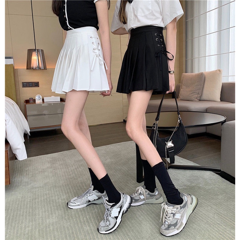 Happy-store  Chân Váy Xếp Ly Lưng Cao Thời Trang Phong Cách Hàn Quốc Xinh Xắn Cho Nữ