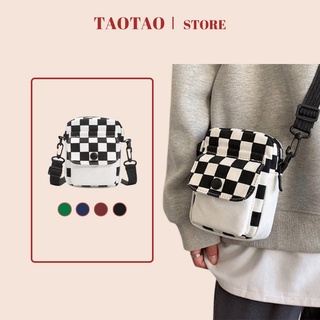 túi đeo chéo mini canvas bàn cờ túi vải túi hộp vuông mùa hè đi học