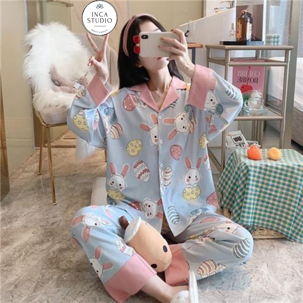 (QC loại 1) Đồ bộ Pyjama dài tay Cotton cao cấp INCA 19- Chất vải thoáng mát, họa tiết siêu xinh, nhiều size lựa chọn