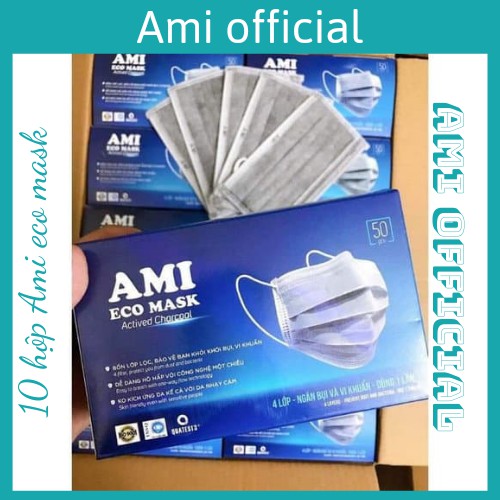 Combo 10 hộp khẩu trang y tế Ami Eco mask màu xám - Ami official