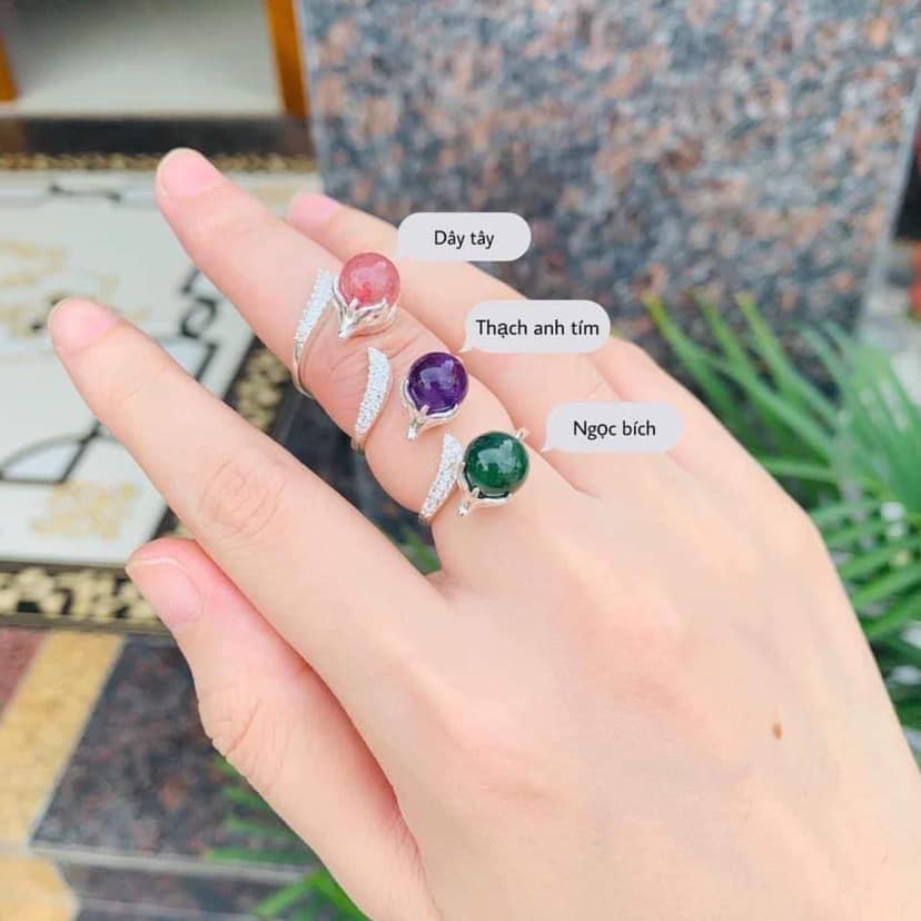 NHẪN HỒ LY PHONG THUỶ ĐÁ TỰ.NHIÊN HÀNG CHUẨN ĐẸP- NHẪN BẠC TA