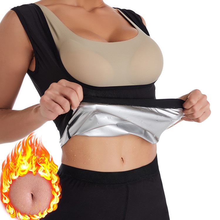 Áo Sinh Nhiệt Hở Ngực Phủ Bạc Nano Hỗ Trợ Giảm Cân, Đổ Mồ Hôi, Đốt Cháy Mỡ Bụng Big size