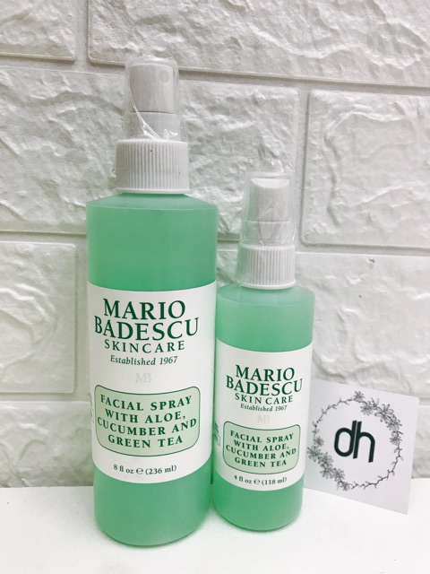Toner xịt Mario Badescu Facial Spray Cucumber and Green Tea / Herbs & Rosewater