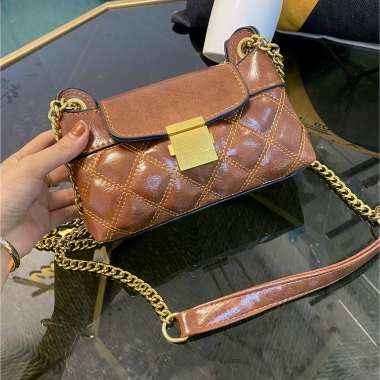 Túi đeo chéo nữ trần trám da mềm khóa vuông giá rẻ thời trang - Túi xinh mint store PK 344