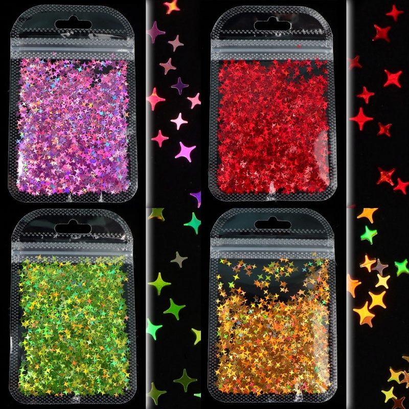 [Hàng mới về] Túi kim sa 12 màu holographic lấp lánh hình bướm/ngôi sao dùng làm đồ thủ công bằng nhựa resin epoxy