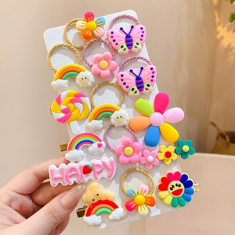 Set 14 Kẹp Tóc Hình Hoa Bướm Dễ Thương Cho Bé Gái