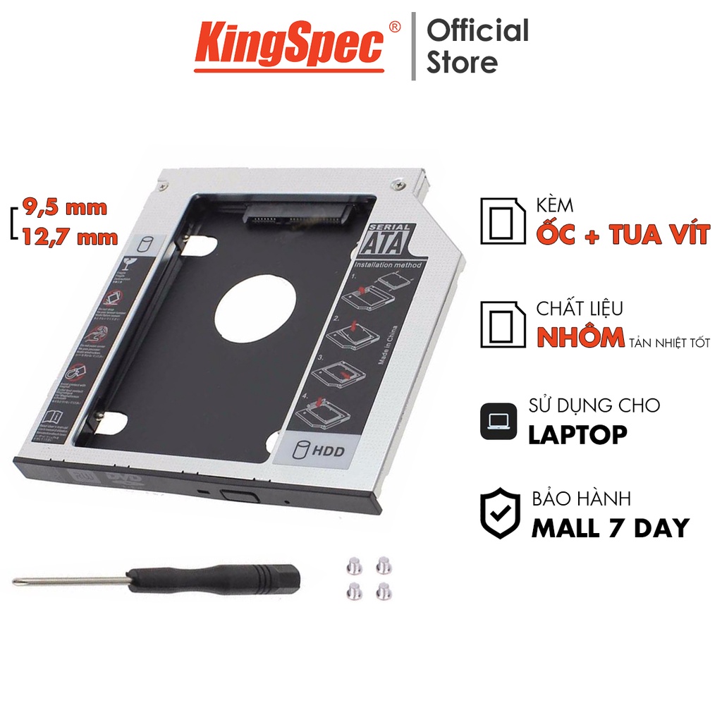 Khay ổ cứng Caddy Bay 9.5 / 12.7 mm , ODM Orico / KingSpec - Hàng Chính Hãng [ Mua thêm Deal Sốc ]