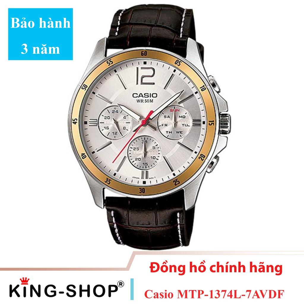 Đồng hồ nam Casio Standard thể thao, điện tử giá rẻ - Dây da, chống nước 5ATM (MTP-1374L-7AVDF)