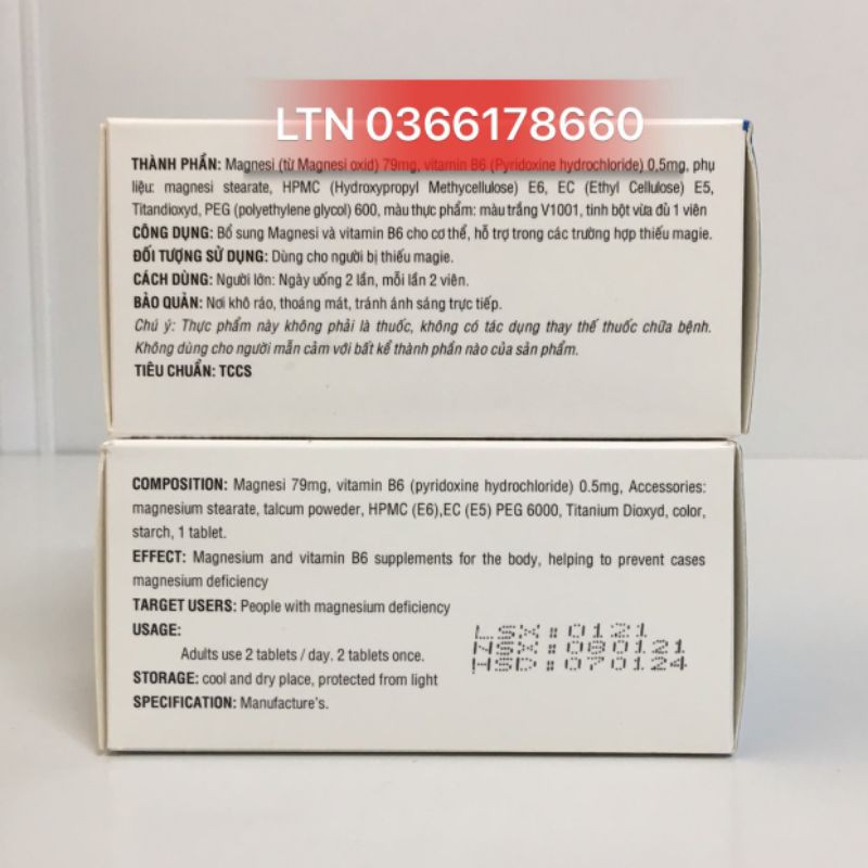 Magnesi B6 hộp 100 viên - Bổ sung magie và vitamin B6 cho cơ thể