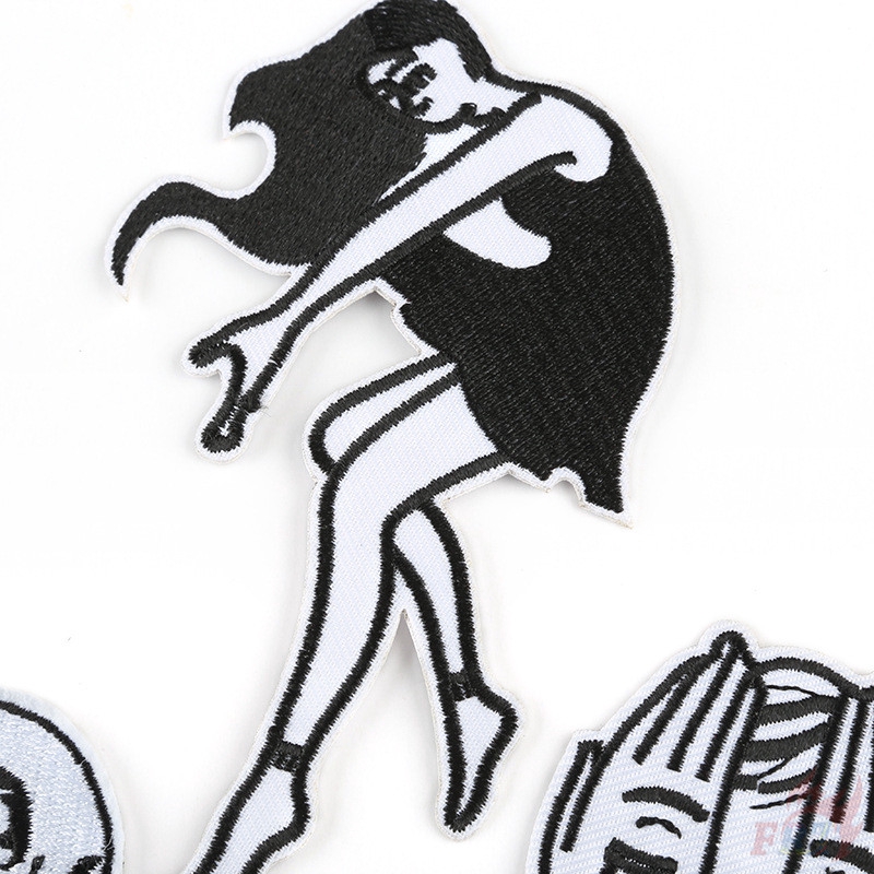 Miếng vá ủi quần áo hình cô gái màu trắng đen nghệ thuật