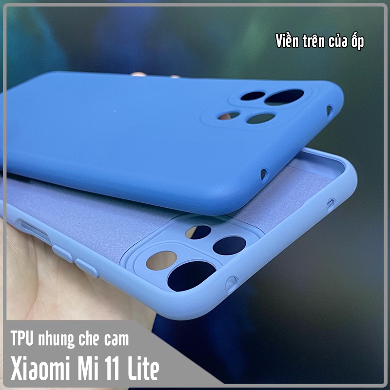 Ốp lưng cho Xiaomi Mi 11 Lite 4G - 5G - NE , nhựa TPU dẻo màu lót nhung che camera