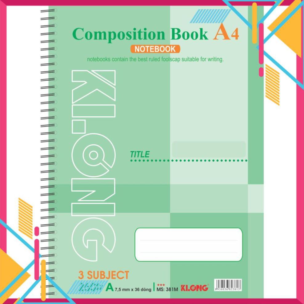 [Sổ vở đẹp] Sổ lò xo KLONG A4 260trang; MS: 381M