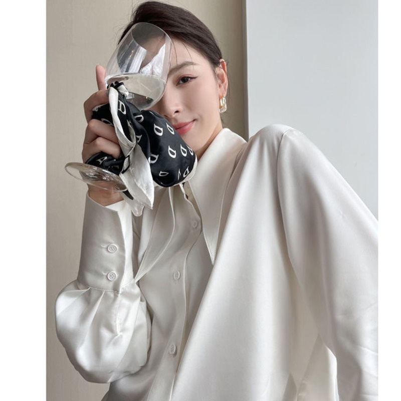 Áo Sơ Mi Mỏng Tay Dài Cổ Cao Thời Trang Hàn Quốc 19005