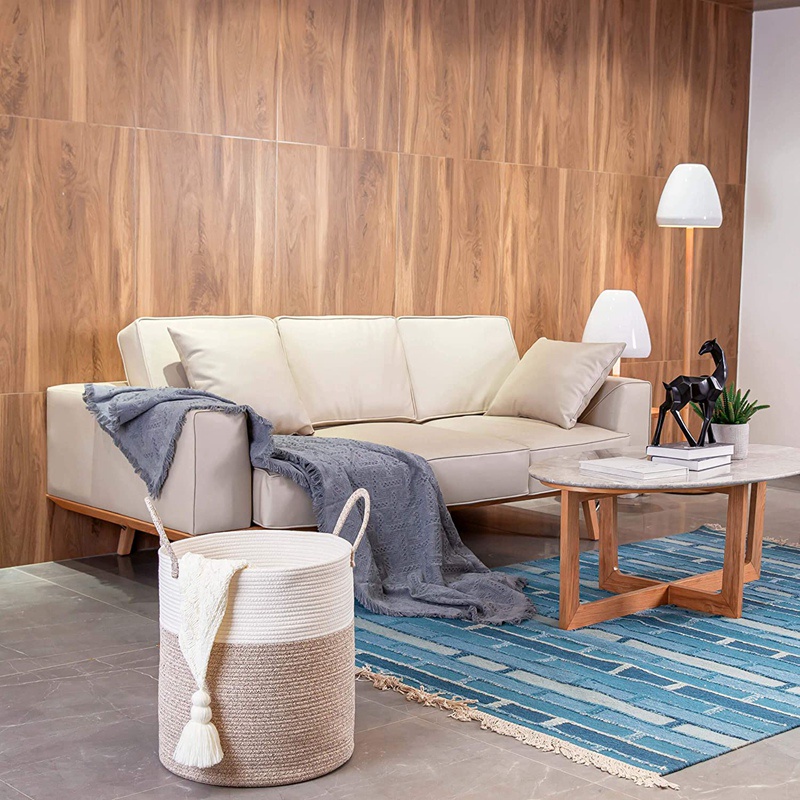 Giỏ Đựng Đồ Giặt Ủi Bằng Dây Cotton Bện Trang Trí Phòng Khách