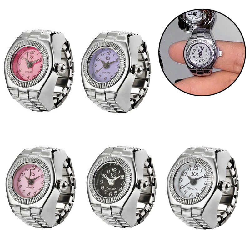 Nhẫn Mặt Đồng Hồ Mini Phong Cách Punk Đơn Giản Thời Trang