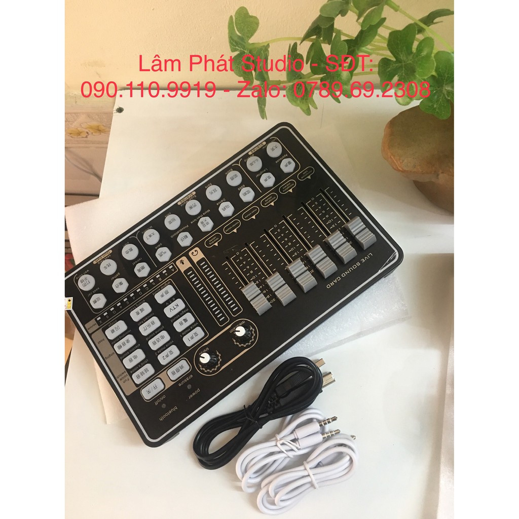 (HÀNG CHÍNH HÃNG CÓ MÃ VẠCH) Bộ Soundcard H9 và mic ISK AT100 (Hoa Vinh hát) có autotune và bluetooth