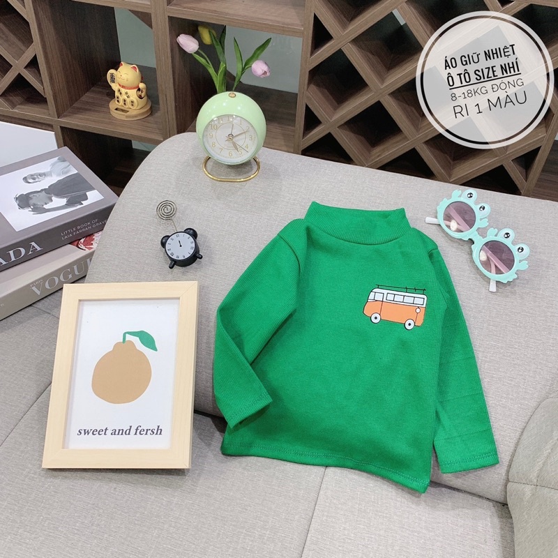 Áo giữ nhiệt 3p in hình ô tô ngộ nghĩnh cho bé trai, chất len tăm Thu Đông 2022