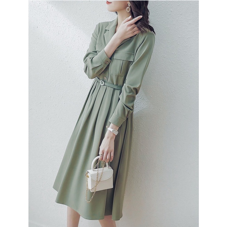 Váy cổ sơ mi kèm belt Zara