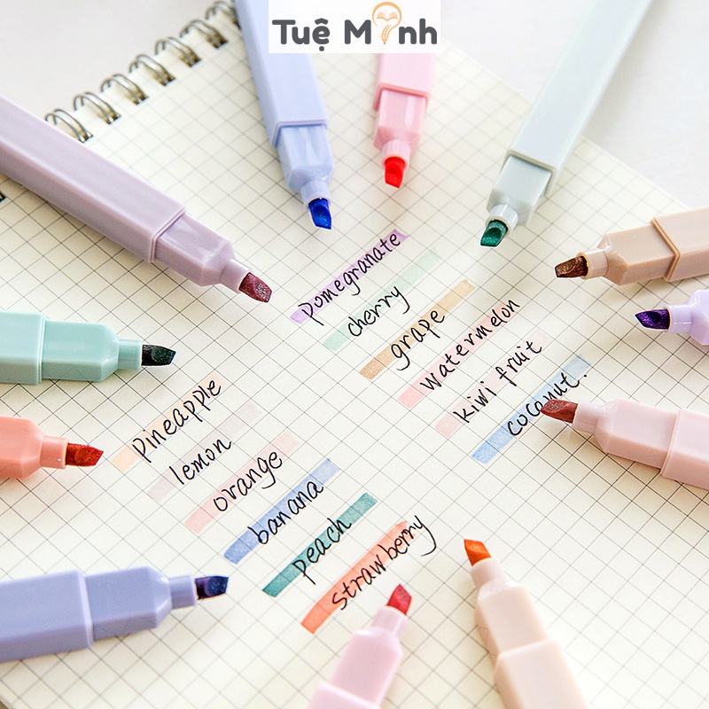 Bộ 6 bút highlight thân vuông màu Pastel, bút đánh dấu HI05