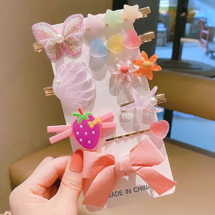 Bộ kẹp tóc tùy chọn kiểu dáng phong cách hoạt hình dễ thương không gây đau cho bé gái