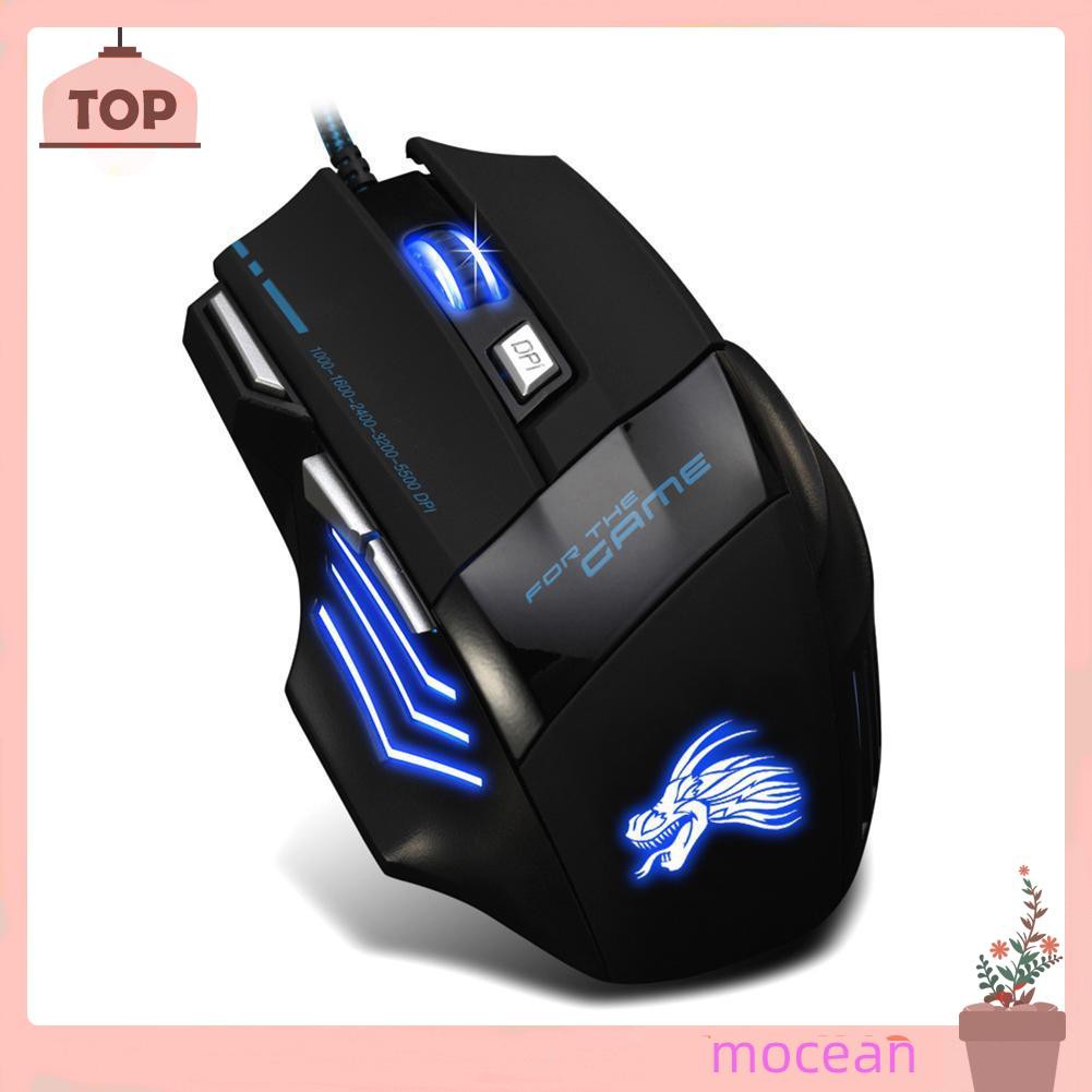 Chuột Gaming Mocean Led Quang Học Có Dây, 7 Nút Bấm, 5500dpi