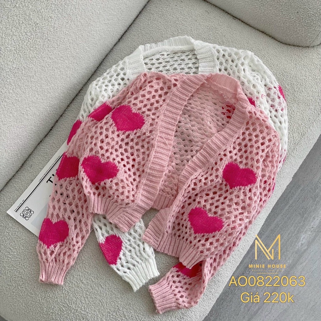 Áo Khoác Cardigan Len, Áo Len Tim Lưới Nữ Tiểu Thư - Lên Phom Nhẹ Nhàng, Sang Trọng