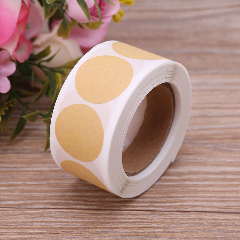 Set 500 nhãn dán giấy kraft tròn trơn phong cách vintage dùng đóng gói quà tặng thủ công diy