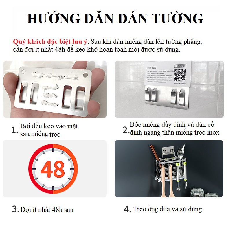 [Mã BMBAU50 giảm 7% đơn 99K] Ống đựng Đũa thìa dĩa 3 ngăn Inox 304 Latimax K9 Dán Tường Không Khoan Đục Bền Đẹp