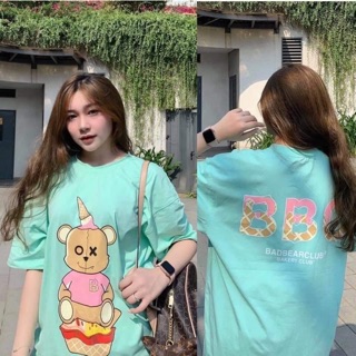 Áo thun nữ bbc xanh ngọc unisex size m,l oversize tay lỡ form rộng cotton DTL