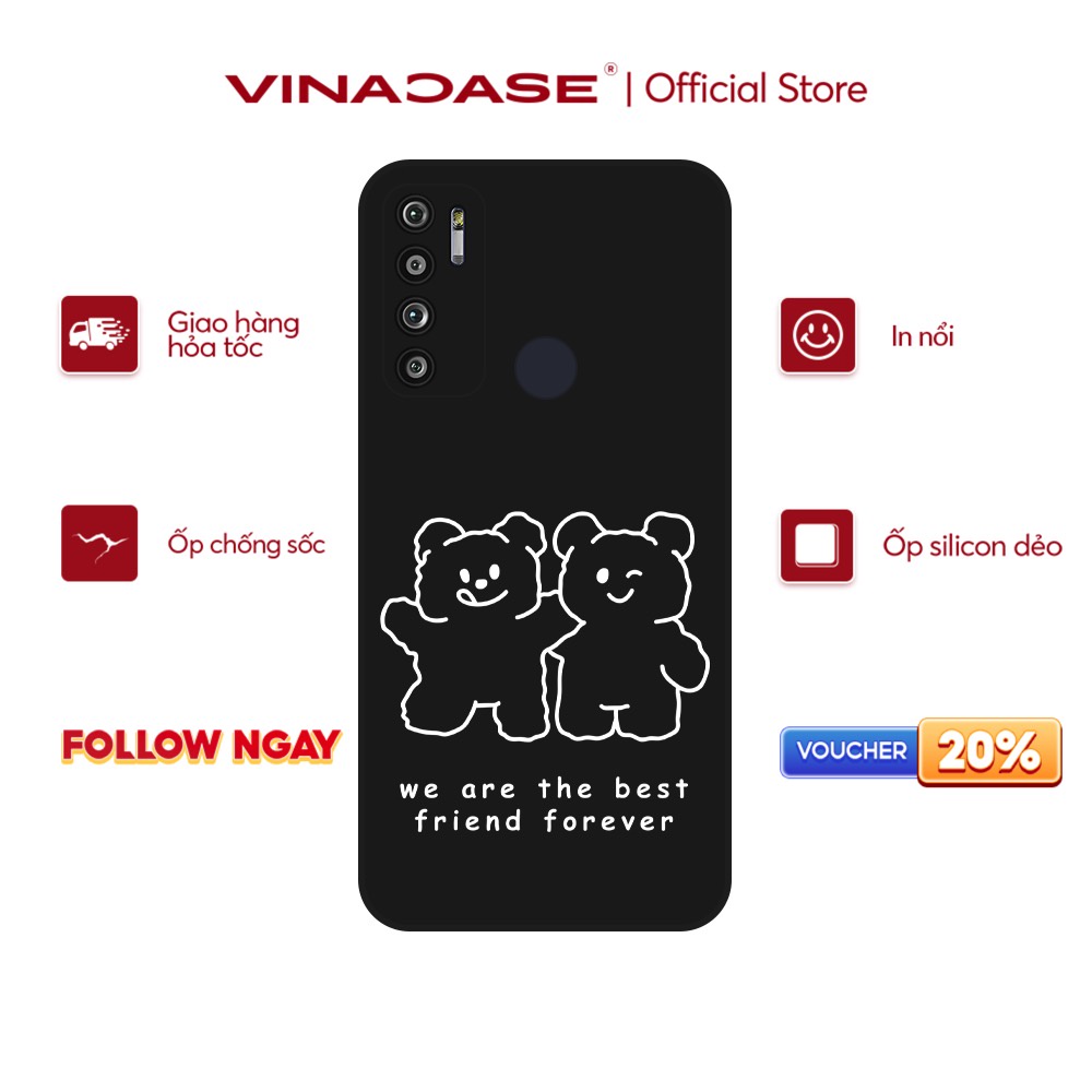 Ốp lưng Vina Case Vsmart Joy 3/Joy 4/Bee 3/Star 3/Aris/....dẻo đen viền bảo vệ camera hình Gấu cặp
