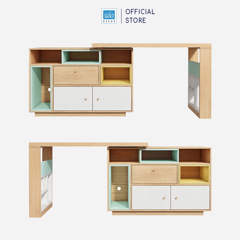 Bàn Làm Việc Tại Nhà Sáng Tạo Kèm Tủ Sách Phong Cách Bắc Âu Thương Hiệu SIB Decor (Không Gồm Ghế