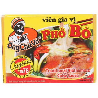 Combo 3 hộp Gia Vị Phở Bò ÔNG CHÀ VÀ 75gr/hộp (4 viên/hộp)
