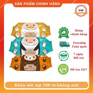 Combo 5 khăn ướt Agi 100 tờ không mùi an toàn cho bé