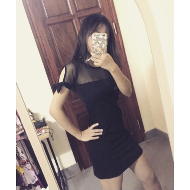 (Thanh lý) Váy thun body phối lưới