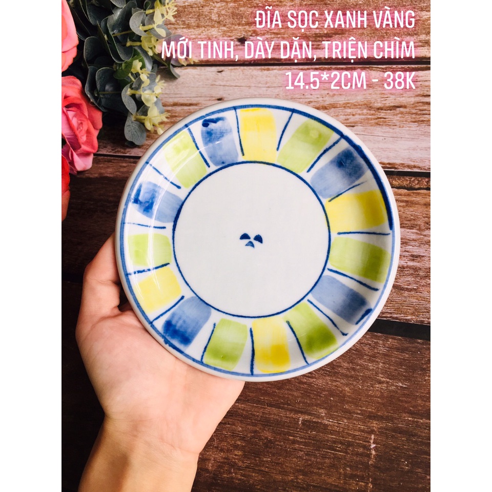 GỐM NHẬT - ĐĨA CARO, ĐĨA VẼ TAY XINH XẮN