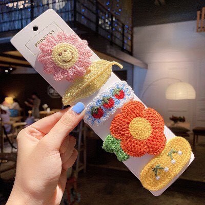 [ Ảnh Thật] Set Kẹp Tóc Mái Đan Len Cực Xinh