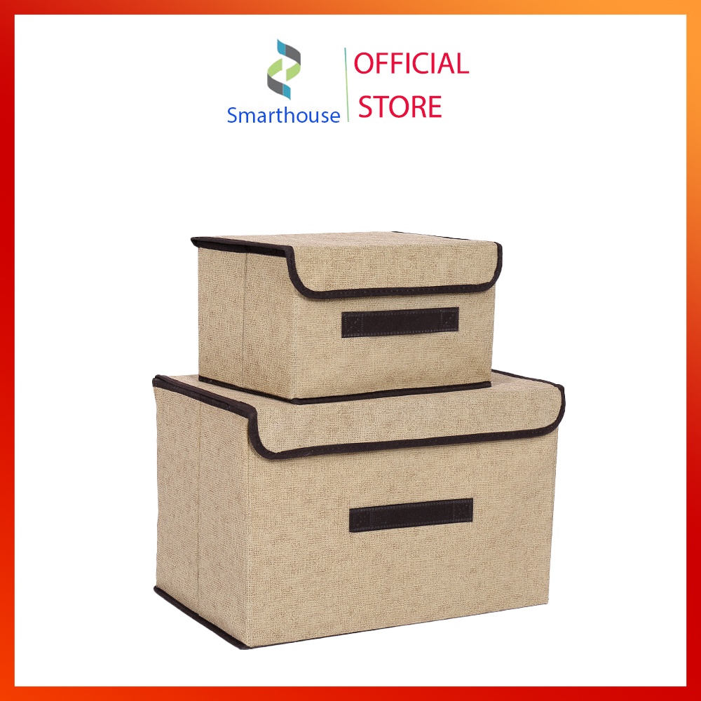 Combo 2 thùng vải cứng có nắp đậy đựng đồ dùng, quấn áo phong cách nhật bản tiện lợi