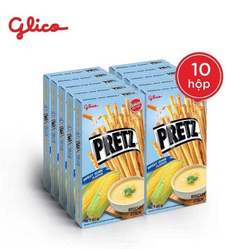 Bánh que Pretz Glico vị bắp lốc 10 hộp x 31g