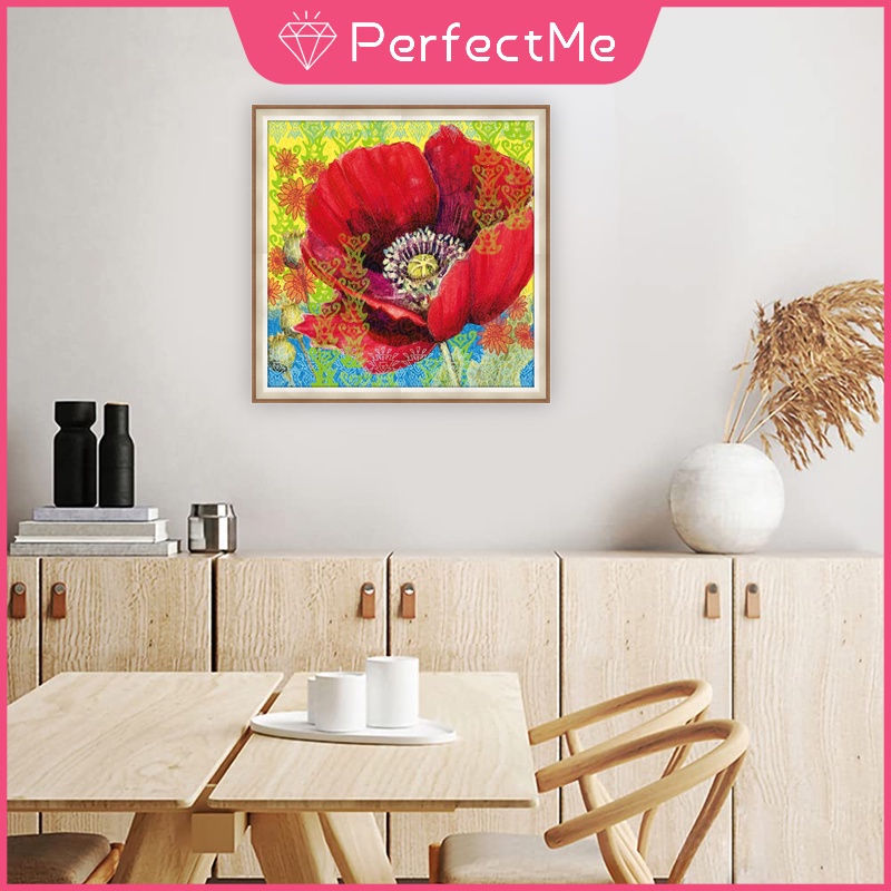 Bộ Tranh Đính Đá 5d Tự Làm 40x40cm Hình Hoa Xinh Xắn