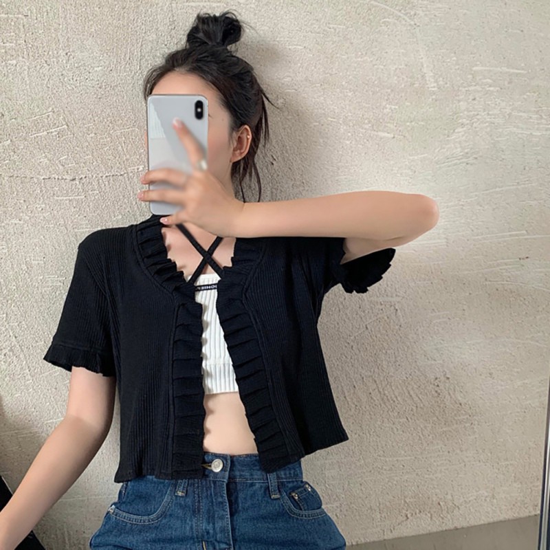 Áo kiểu cổ chữ V thời trang phong cách Hàn Quốc dành cho nữ