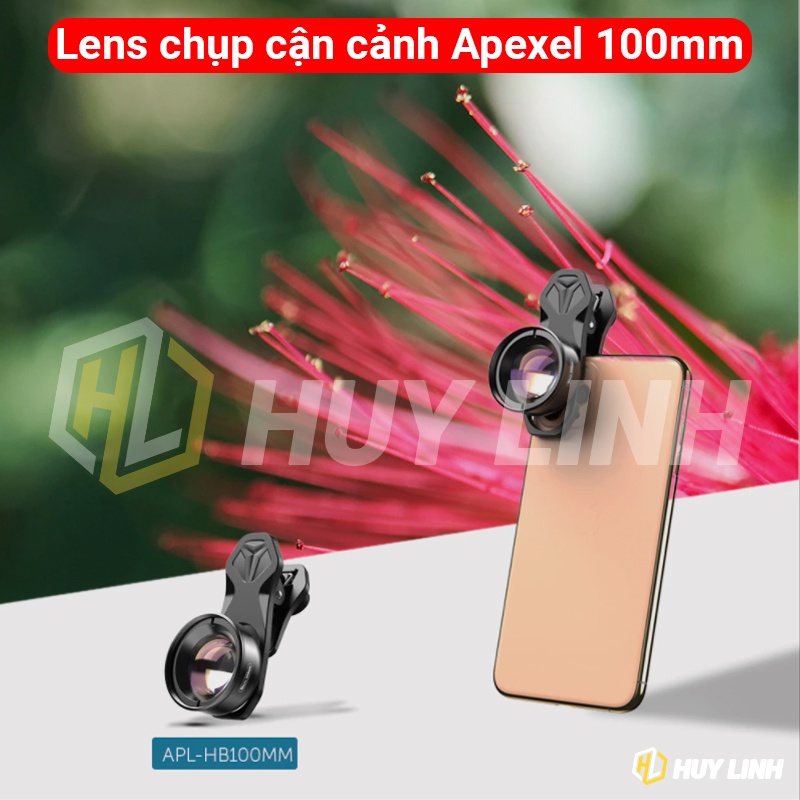 Lens, ống kính macro 100mm chuẩn 4K Apexel APL-HD5BM 10X cho điện thoại
