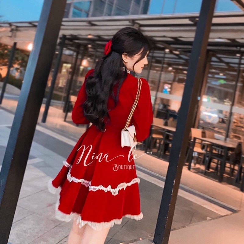 [Shop bigsize nữ] Đầm tầng bigsize mặc Tết màu Đỏ/ Đen size từ 60-90kg L-XL-XXL  (Shop Nàng Béo)