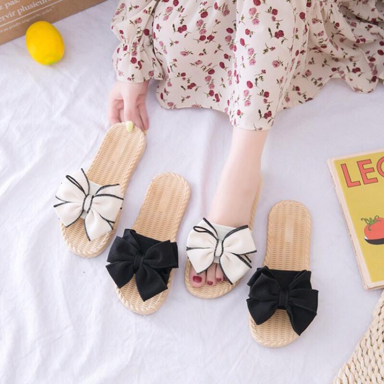 Dép cói, Dép nữ giả Cói quai NƠ mềm thời trang đi chơi đi trong nhà