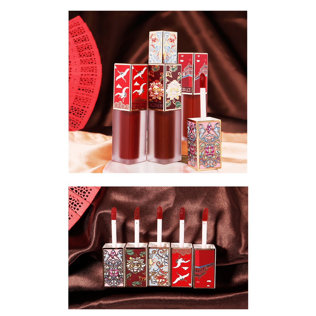 Set 5 Son Kem Hoàng Cung WodWod Dan Lip Jade Face Water Mist Lip Glaze W733