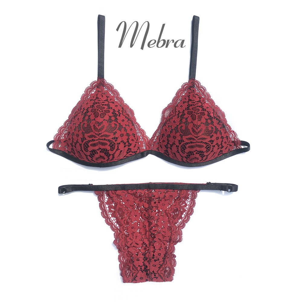 Set đồ lót ren bralette không gọng mút mỏng hoạ tiết sang trọng thương hiệu Mebra MD014 | BigBuy360 - bigbuy360.vn