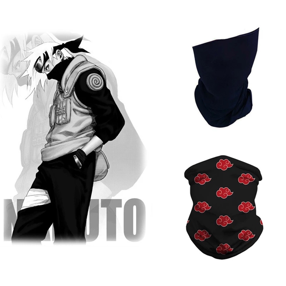 Khăn che mặt họa tiết đám mây đỏ trong Anime Ninja Naruto Kakashi Hatake Akatsuki Uchiha Itachi dùng khi đi xe moto