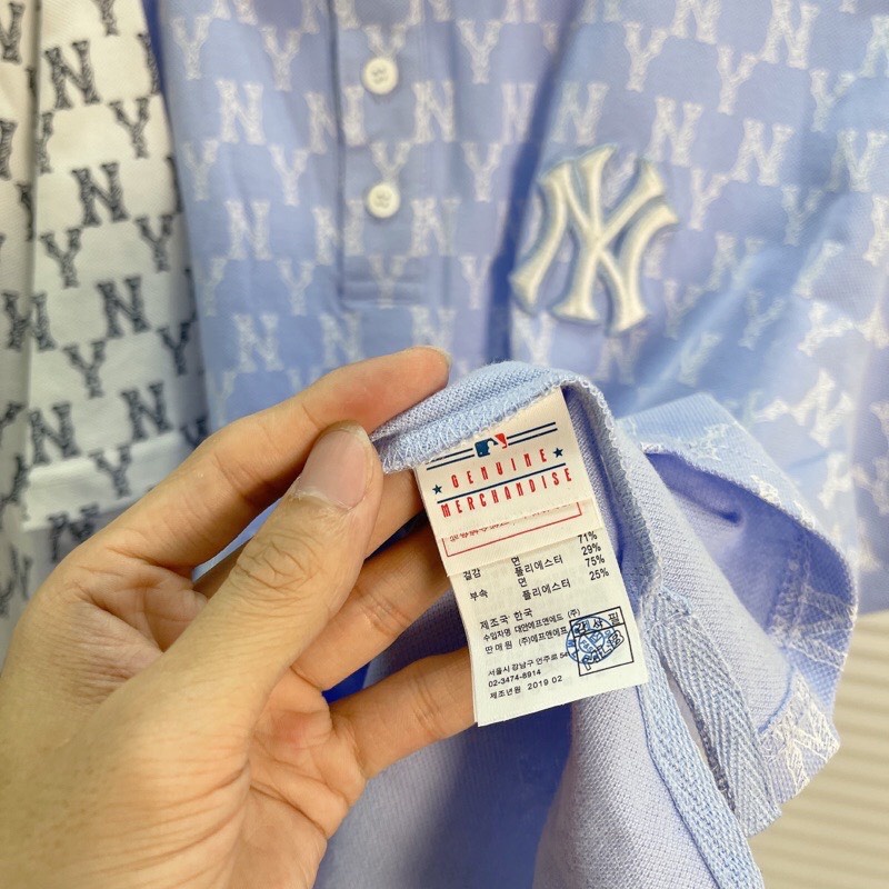 Áo Polo M.L.B Monogram Allover Collar Short Sleeve T-shirt N.Y Yankees, Áo polo MLB