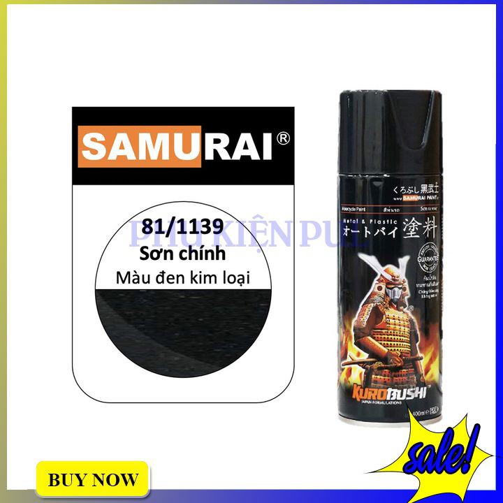 Sơn xịt xe máy đen ánh kim chính hãng Samurai 81/1139