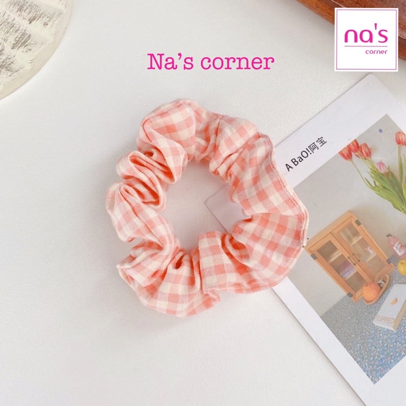 Thun cột tóc vải caro size nhỏ chun buộc tóc