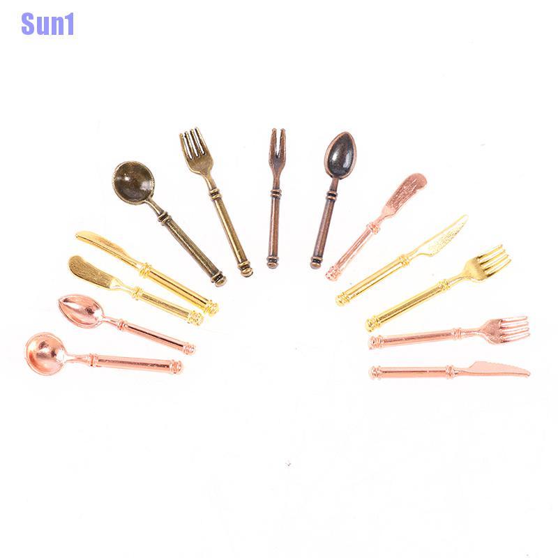 Set 9 Muỗng Nĩa Trang Trí Nhà Búp Bê Phong Cách vintage